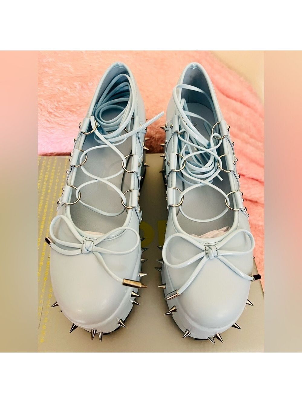 Dolls Kill KOI Footwear Zorina Platform Ballet Shoes Blue Size 7